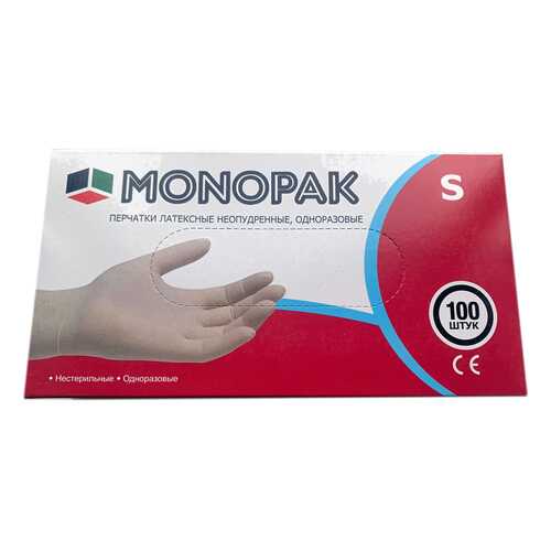 Перчатки Monopak виниловые неопудренные белые S 100 шт 50 пар