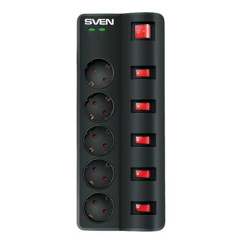 Сетевой фильтр Sven Fort, 5 розеток, 1,8 м, Black