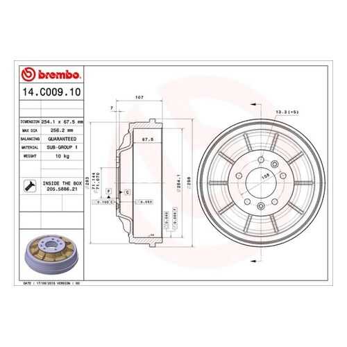 Тормозной барабан BREMBO 14.C009.10