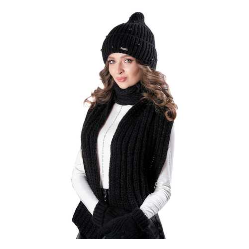 Комплект (шапка+шарф) женский Jagga 1368 черный ONE SIZE
