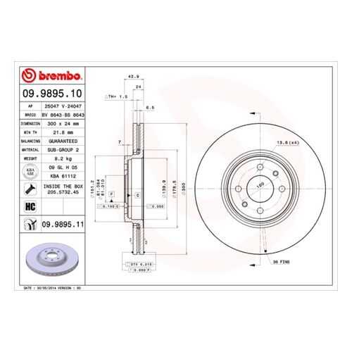 Тормозной диск brembo 09.9895.10