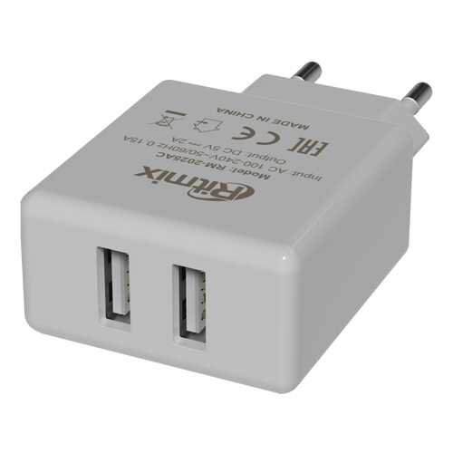 Сетевое зарядное устройство Ritmix RM-2025 2 USB 2А White