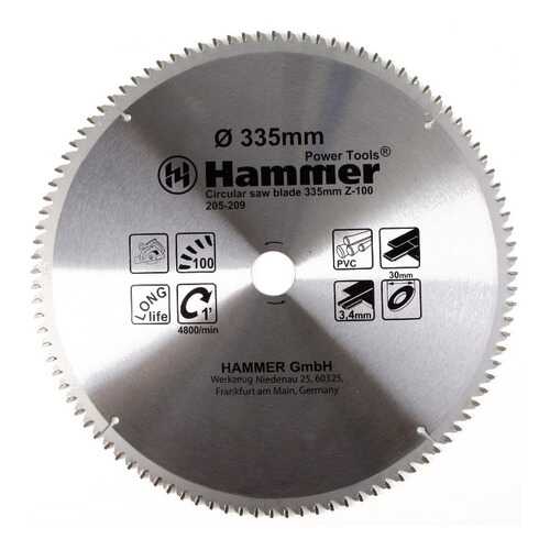 Диск пильный Hammer Flex 205-209 CSB PL 335мм*100*30мм по ламинату 30680