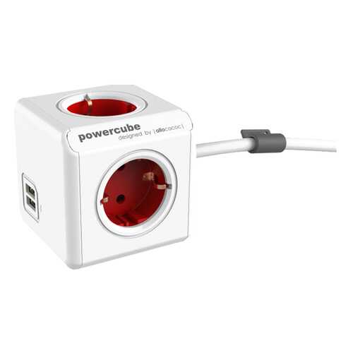 Удлинитель Allocacoc 1402RD/DEEUPC, 4 розетки, 1,5 м, White/Red