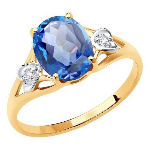 Кольцо женское SOKOLOV из золота с топазом и фианитами Swarovski 715924 р.19