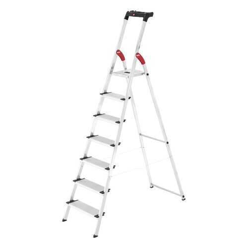 Стремянка алюминиевая Hailo XXL, 7 ступеней, 13 см, с лотком для инструментов