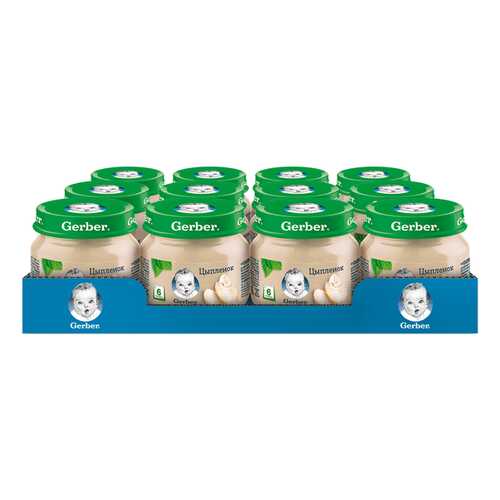 Мясное пюре Gerber цыпленок c 6 месяцев 12 шт. по 80 г