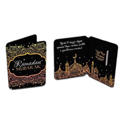 Шоколад Chokocat Ramadan Mubarak. Чёрно-золотая, молочный, мини-открытка, 5 гр