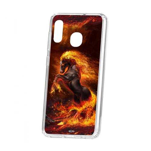 Чехол Kruche Samsung Galaxy A20 2019 Print Конь огонь