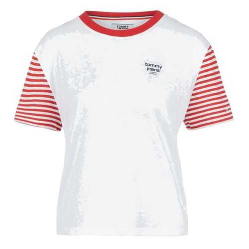 Футболка женская Tommy Jeans DW0DW08007 XNL deep crimson / white белая L INT