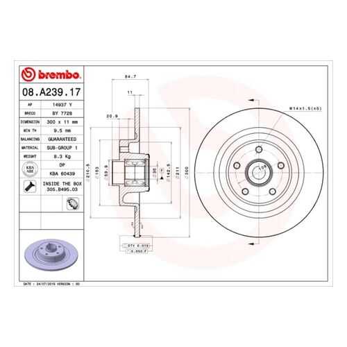 Тормозной диск brembo 08.A239.17