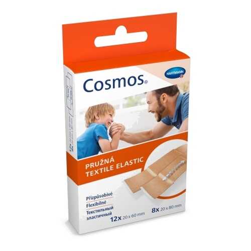 Пластырь Cosmos textil elastic эластичный бежевый 2 размера 20 шт.