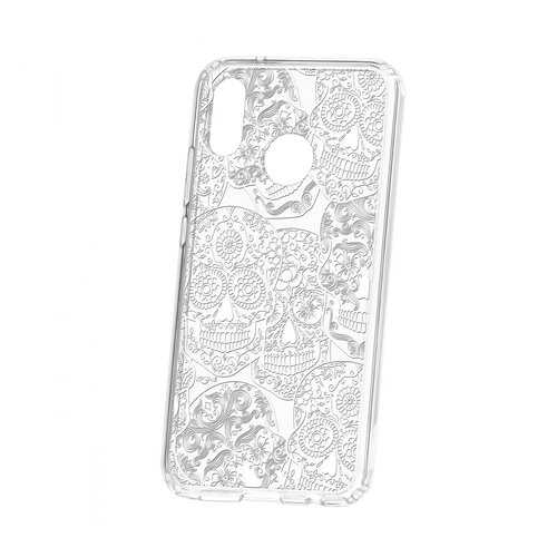 Чехол Kruche Huawei P20 Lite Print Skull White