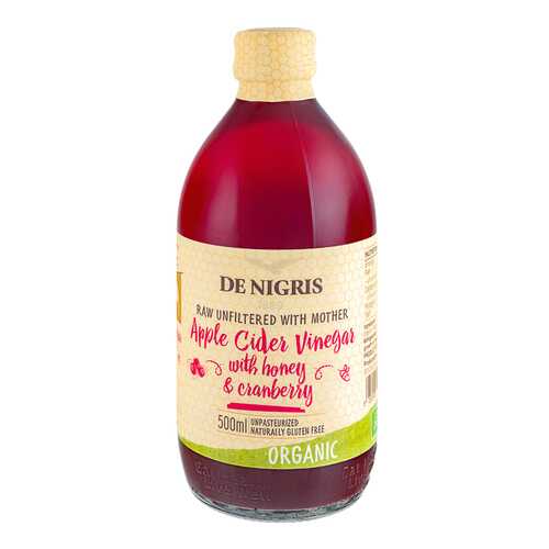 Уксус De Nigris Organic яблочный с медом и клюквой нефильтрованный 500 мл