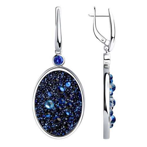 Серьги SOKOLOV из серебра с синими кристаллами Swarovski и фианитами 94023683