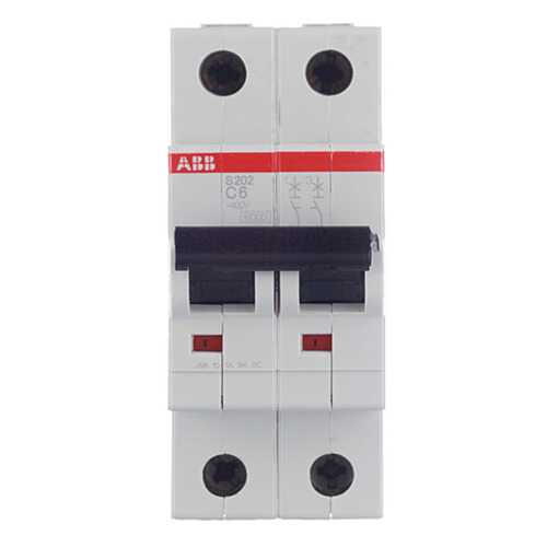 Выключатель автоматический модульный ABB S202, 2п, С, 6 А, 6 кА