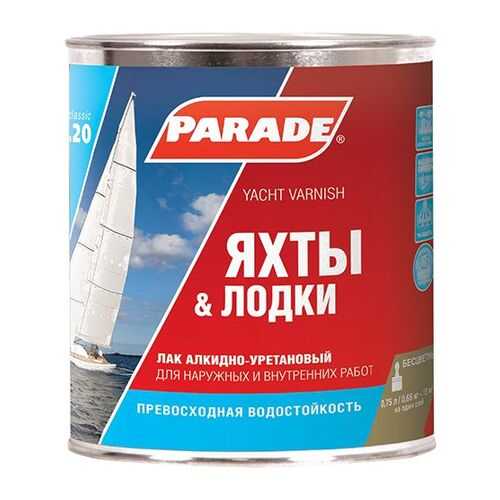 Лак яхтный алкидно-уретановый PARADE L20 Яхты &Лодки Матовый 0,75л