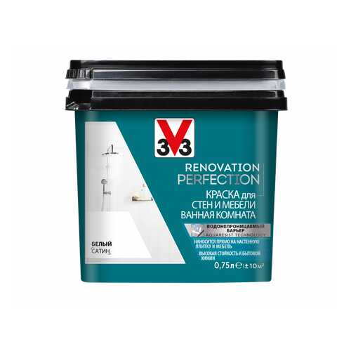 Краска V33 для стен и мебели в ванной комнате Renovation Perfection Цвет белый