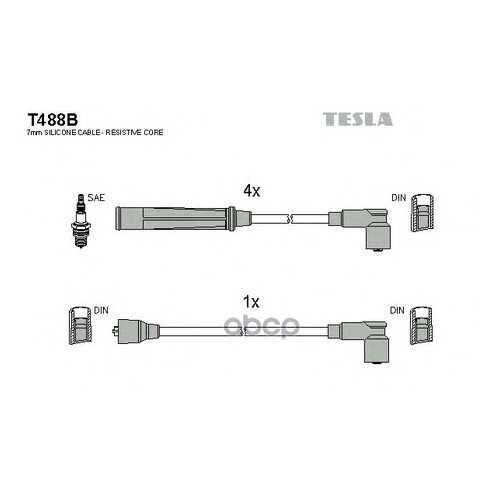 Комплект Проводов Зажигания TESLA T488B