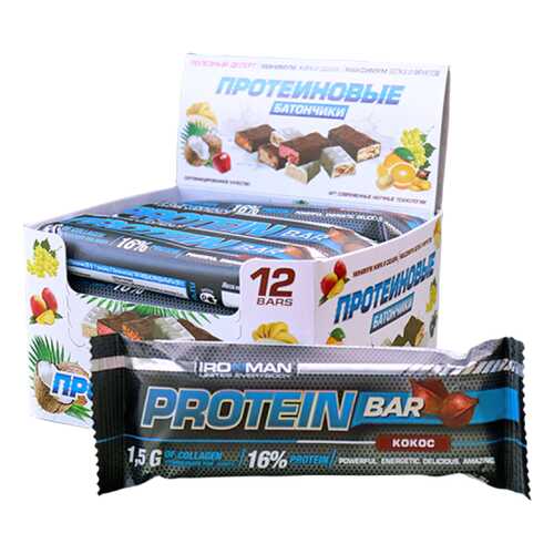 Батончик Ironman Protein Bar 12 50 г, 12 шт., кокос