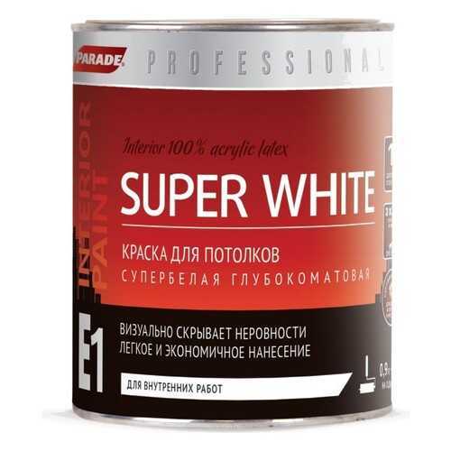 Краска для потолков Parade Super White E1 база А 0,9л