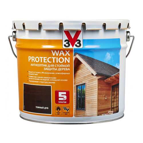 Пропитка для дерева V33 Wax Protection 9 л темный дуб