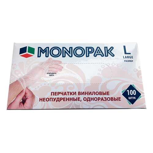 Перчатки виниловые прозрачные Monopak L 100 шт 50 пар