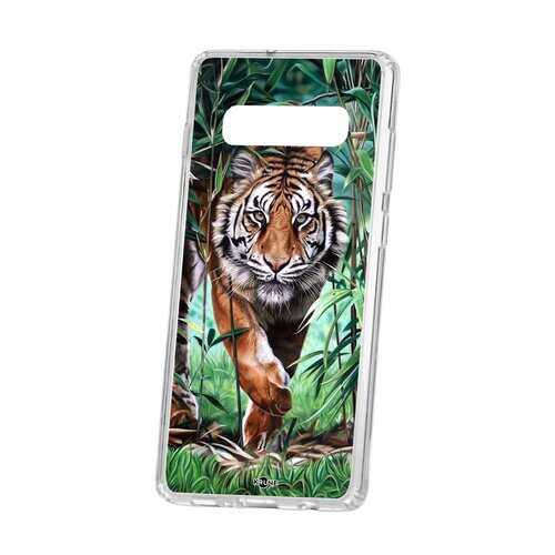 Чехол Kruche Samsung Galaxy S10+ Print Крадущийся тигр