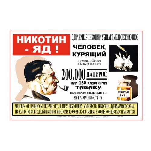 Плакат СТ-Диалог Никотин - яд!, СОВ-862, бумага, 60х40 см