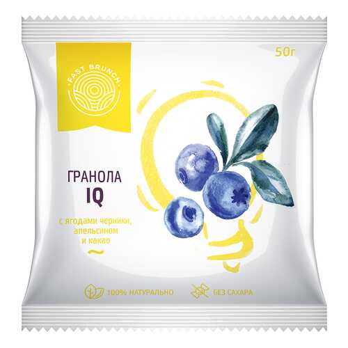 Гранола Fastbrunch IQ с ягодами черники, апельсином и какао 3 саше