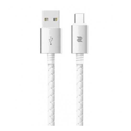Кабель ROCK Metal & leather microUSB 1м White