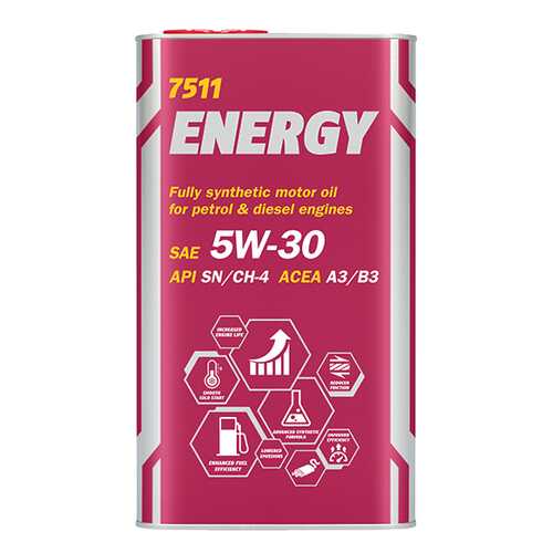 7511 MANNOL ENERGY 5W30 (SL) 4 л. (Metal) Синтетическое моторное масло 5W-30