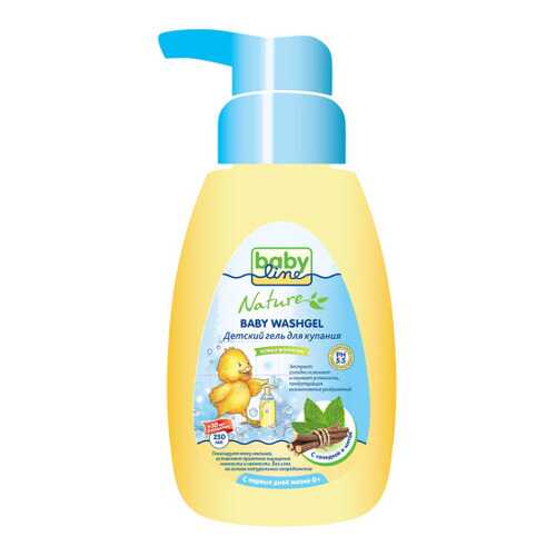 Гель для купания babyline с мятой и солодкой для детей с первых дней жизни, 260 мл