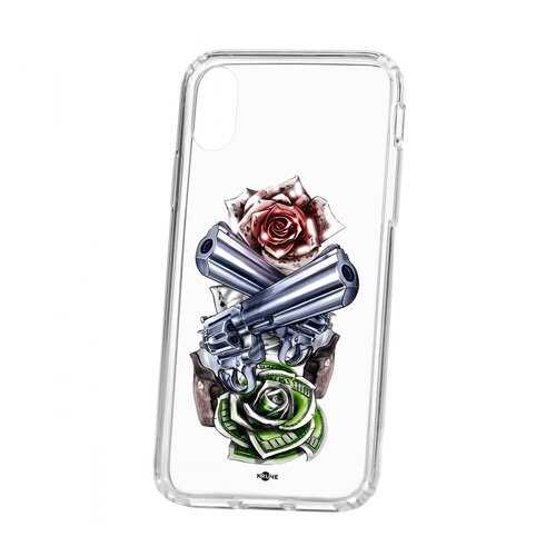 Чехол Apple iPhone X Kruche Print Карты деньги 2 ствола
