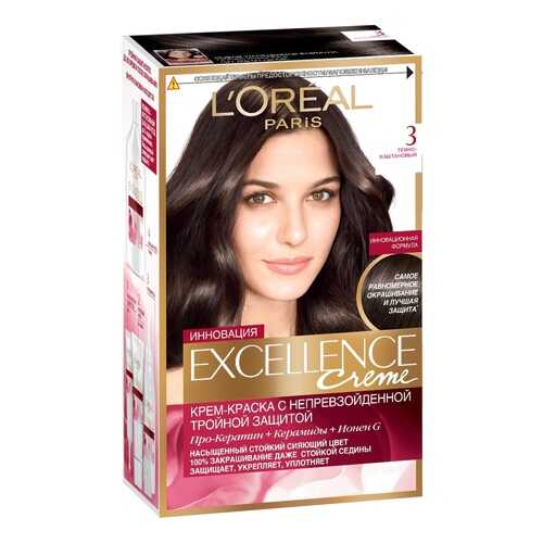 Краска для волос L'Oreal Paris Excellence тон 3 темно-каштановый