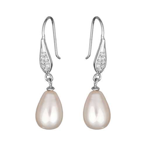 Серьги My-bijou Висюльки белый жемчуг 3,5 см