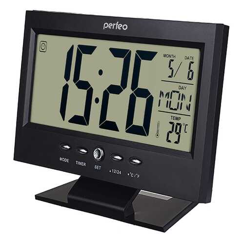 Perfeo Часы-будильник Set, чёрный, (PF-S2618) время, температура, дата