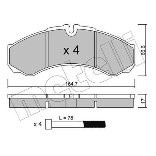 Комплект тормозных дисковых колодок METELLI 22-0212-3