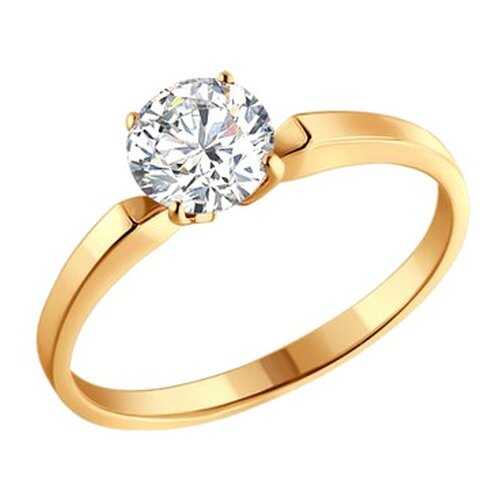 Золотое помолвочное кольцо женское с камнем Swarovski SOKOLOV 81010001 р.17.5