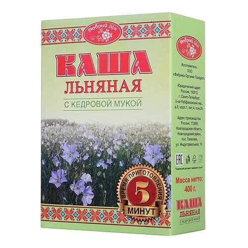 Каша Добрый Лен льняная с кедровой мукой 400 г