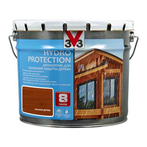 V33 Hydro Protection антисептик для усиленной защиты дерева 9 л, Цвет красное дерево