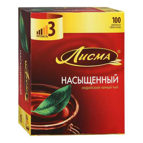 Чай черный Лисма индийский насыщенный 100 пакетиков