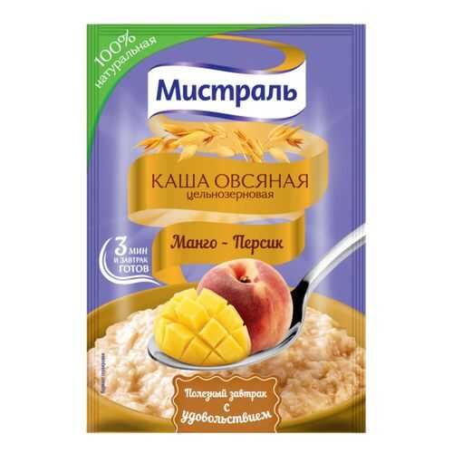 Овсяная каша Мистраль цельнозерновая манго-персик 40 г