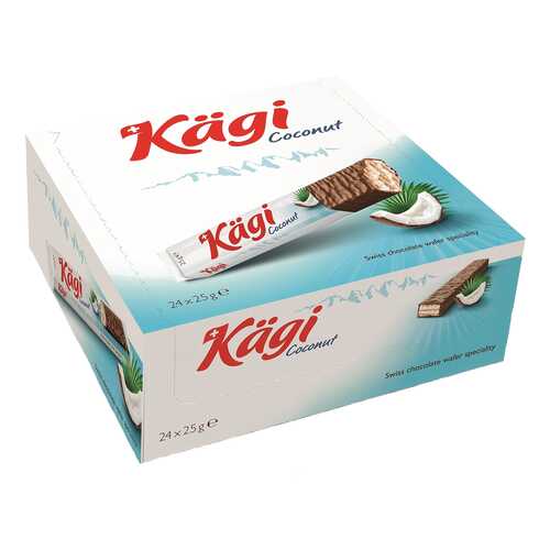 Вафли Kaegi Coconut с кокосовым крем в молочном шоколаде 24*25 г