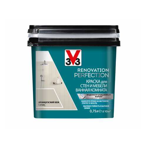 Краска V33 для стен и мебели в ванной комнате Renovation Perfection Цвет французский беж