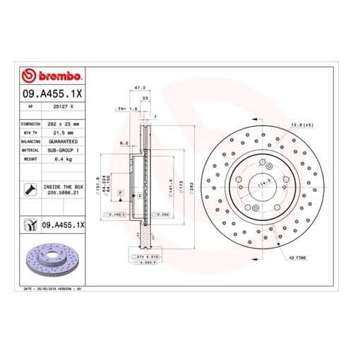 Тормозной диск brembo 09.A455.1X