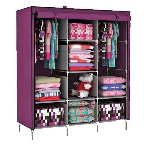 Складной каркасный тканевый шкаф STORAGE WARDROBE 175*130*45 см розовый