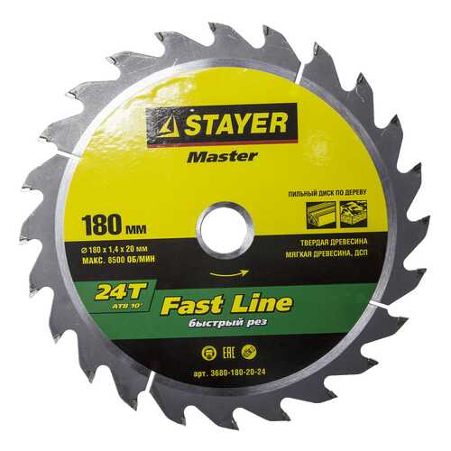 Диск по дереву для дисковых пил Stayer 3680-180-20-24