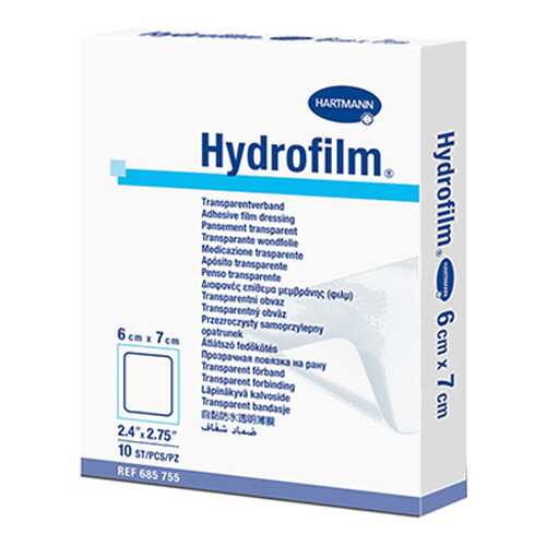 Самофиксирующаяся повязка HARTMANN Hydrofilm 6 см х 7 см прозрачная 10 шт.