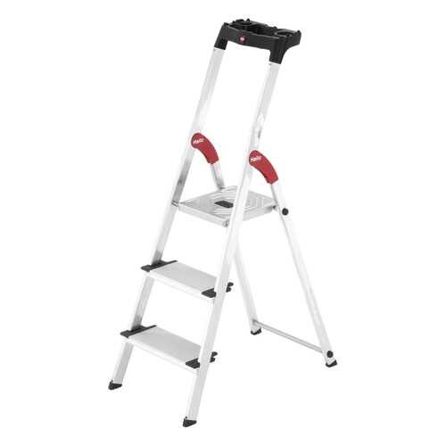 Стремянка алюминиевая Hailo XXL, 3 ступени, 13 см, с лотком для инструментов